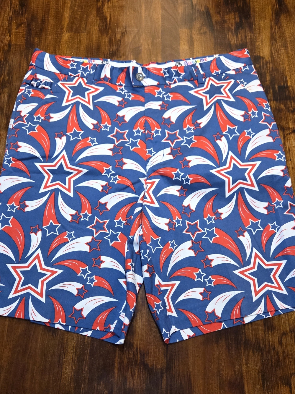 Royal & Awesome Shorts Adult 40 Golf USA Stars Stripes Blue Red USA America